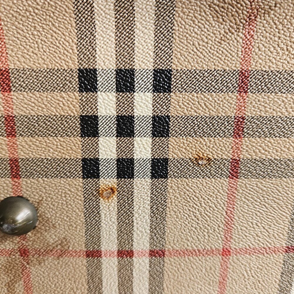 Burberrys Vintage Haystack Boston Brown PVC Travel Bag - EUC - Picture 9 of 16